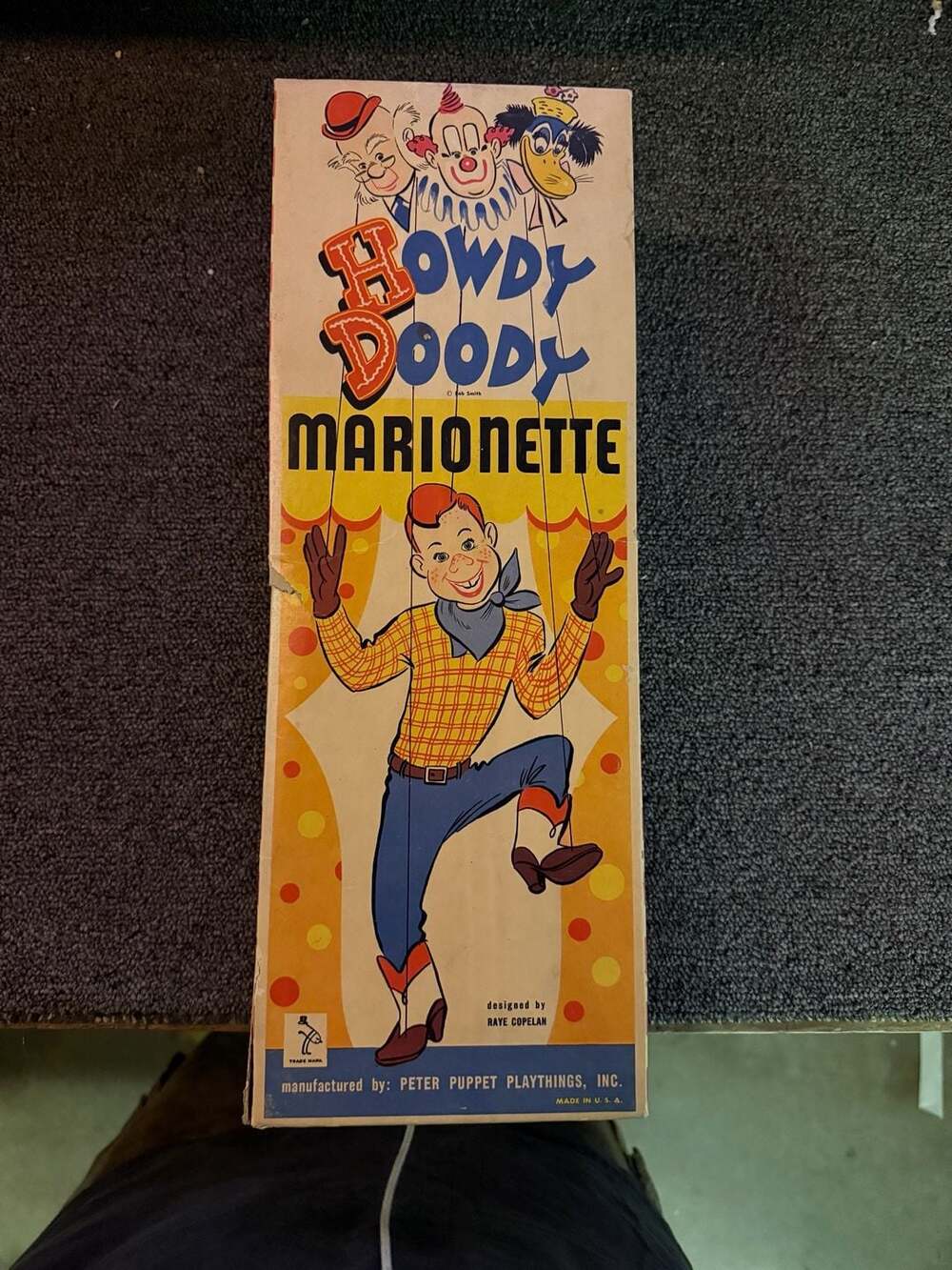 Vintage 1950s Howdy Doody Marionette by Peter Puppet Playthings with Original Bo